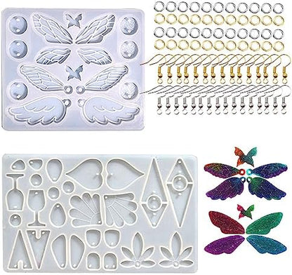 Attuslla Earring Silicone Resin Molds Earring Epoxy Resin Molds DIY Craft with Ear Hooks, Jump Rings for DIY Women Earrings, Pendants, Rings, Jewelry Craft Supplies by Attuslla