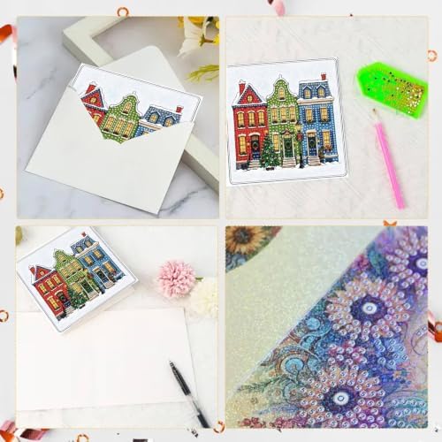 BAYUNOE 6Pcs Christmas Diamond Art Painting Greeting Card Kit with Envelope - Image 7