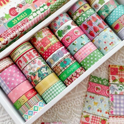 35 Rolls Strawberry Farm Washi Tape Set, Cute Fruits Decorative Scrapbook Tape and Journaling Supplies for DIY Crafts, Bullet Journals, Gift Wrapping - Image 5