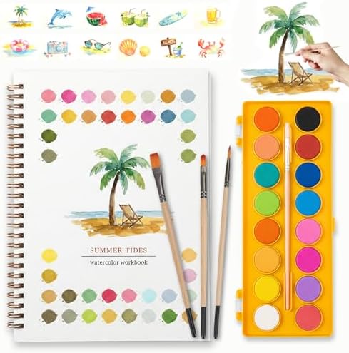 Easy Watercolor Painting Kit，Watercolor Workbook For Beginners by Unknown