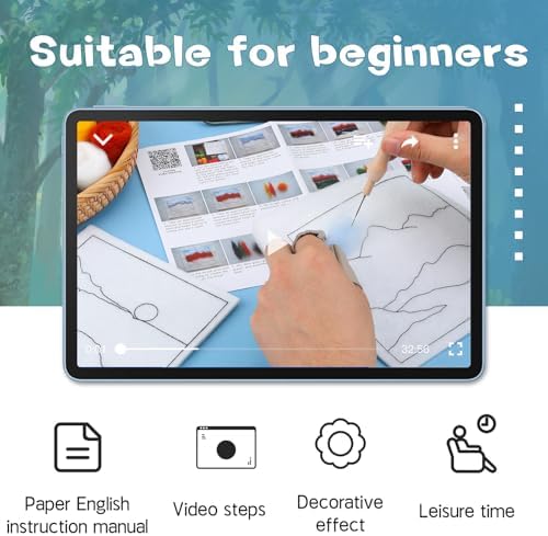 QMNNMA Needle Felting Kits for Beginners, Needle Felt Painting Kit, Wool Felting Kit with Picture Frame, Foam Pad, Felt Cloth, and Instructions, Used for Home Decoration, Art Craft - Image 4
