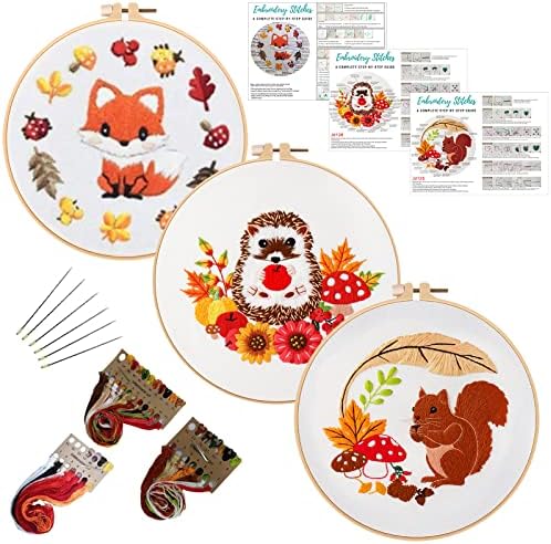 Louise Maelys 3 Set Animal Embroidery Kit for Beginners Cute DIY Gift by LouiseMaelys