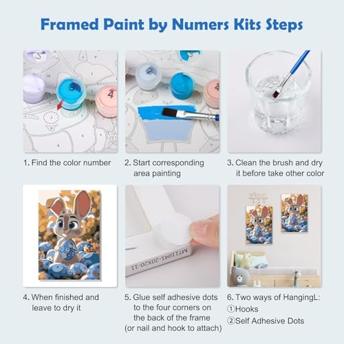 MOGTAA Easter Bunny Paint by Numbers Kit for Adults Beginners with Frame, Easter Eggs Adult Paint by Number Kits on Canvas with Easel, Easy DIY Oil Painting Kits for Home Decor, 8x12in - Image 6