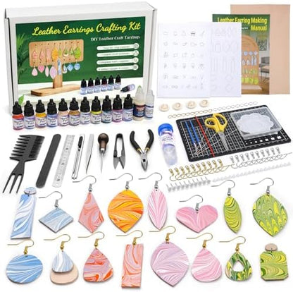 Leather Crafting Kit Leather Earrings Making Kit with Step-by-Step Tutorial by Tikjiua
