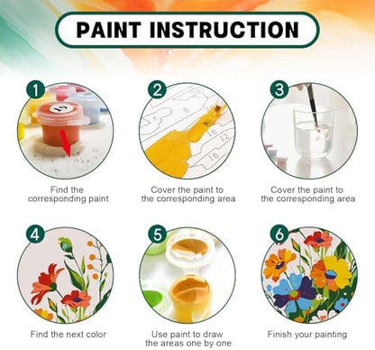 Possoco Framed Paint by Numbers Kit for Adults Beginner & Kids, Flowers Easy Adult Paint by Number Kits on Canvas, DIY Colorful Acrylic Number Painting for Adults for Home Decor Gift 8x12 Inch - Image 4