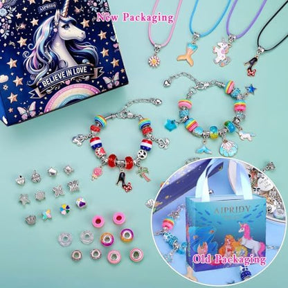 AIPRIDY Charm Bracelet Making Kit,Unicorn Mermaid Crafts Gifts Set Can Inspires Imagination and Creativity,Jewelry Making Kit Perfect Gifts for Girls 5-12 Years Old (125 Pieces) - Image 2