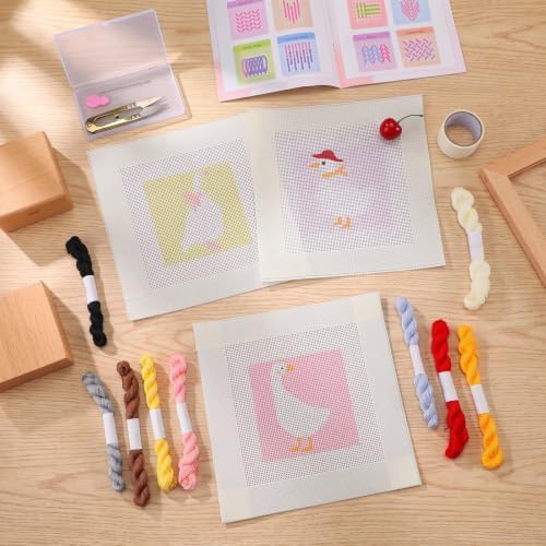 Chumia 3 Pcs Goose Needlepoint Canvas Kit for Adult 13ct 8" x 8" - Image 5