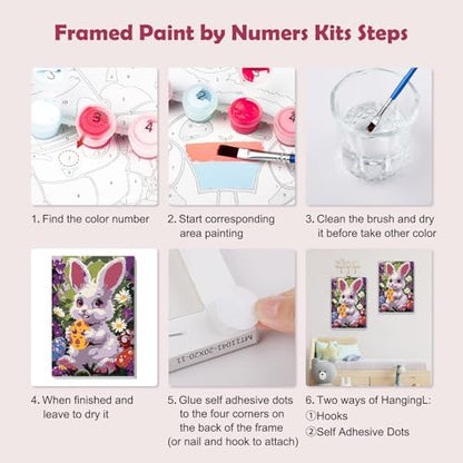 MOGTAA Easter Bunny Paint by Numbers Kit for Adults Beginners with Frame, Easter Eggs Adult Paint by Number Kits on Canvas with Easel, Easy DIY Flowers Oil Painting Kits for Home Decor, 8x12in - Image 6