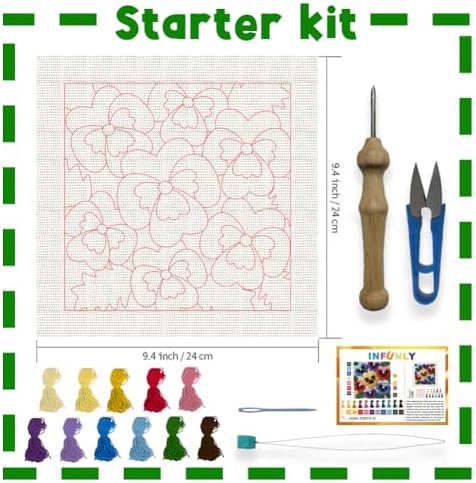 INFUNLY Colorful Pansy Punch Needle Kit 9.4x9.4 inches Punch Needle Embroidery Kits Flowers DIY Needles Stitching Kits for Beginners with Instruction Yarns Christmas Birthday Hanging Decor - Image 2