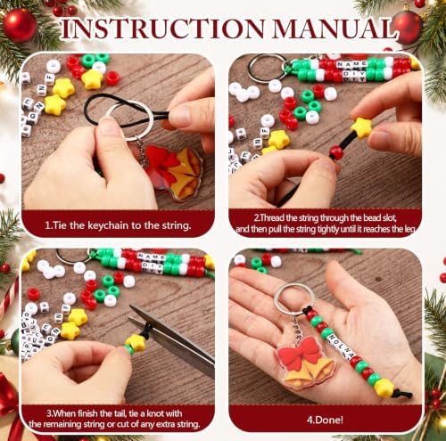 Landical 564 Pcs Christmas Keychain Making Kit DIY Name Bead Craft Colorful - Image 3