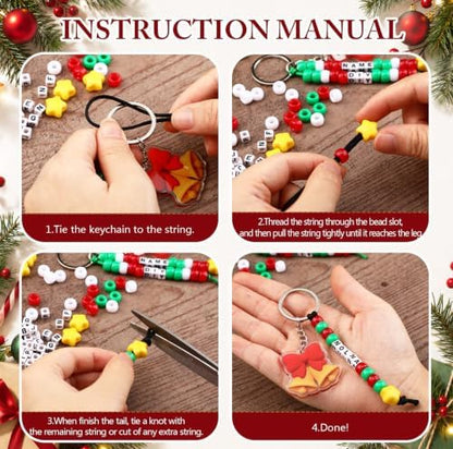 Landical 564 Pcs Christmas Keychain Making Kit DIY Name Bead Craft Colorful - Image 3
