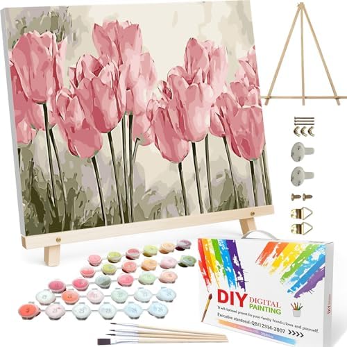 BAISITE Paint by Numbers Kit for Adults Beginners,20" Wx16 L Canvas for Painting Kits for Adults in Colorful Box Poppy Flowers-BSC002-Already Stretched on a Wooden Frame by PaintbyNumbersKitsforAdults