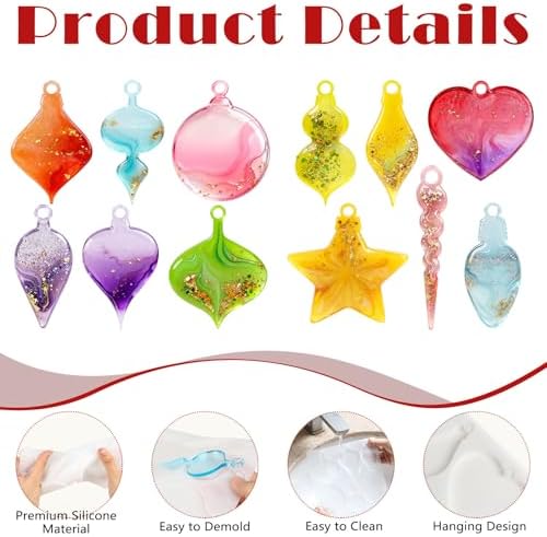 2 Pcs Christmas Pendant Silicone Molds, Christmas Epoxy Resin Molds, Xmas Ornament Resin Mold for DIY Art Craft, Jewelry Accessories, Xmas Pendant Decorations - Image 5