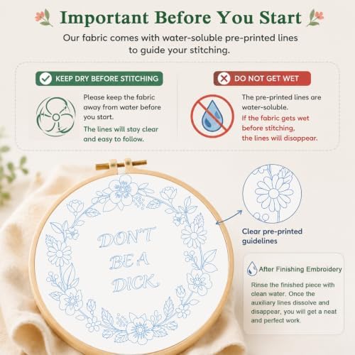 Louise Maelys Funny Quote Embroidery Kit for Beginners, Floral DIY Craft - Image 6
