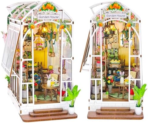 DIY Book Nook Kit, Miniature Dollhouse Booknook Kit for Adults, Garden by Weservehomeforbetterlife