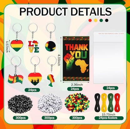 Suncalla 996 Pcs 24 Set Juneteenth Keychain Making Kit DIY 1865 Bead Crafts - Image 2