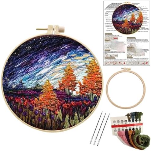 JRYYR Friendship Gifts Beginner Embroidery kit for Adults,Embroidery Kits for Beginners DIY Cross Stitch with Patterns and Instructions (Colorful Sky) by JRYYR