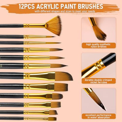 Nicpro 68PCS Acrylic Paint Canvas Set for Adults with 24 Paint for Beginner - Image 6