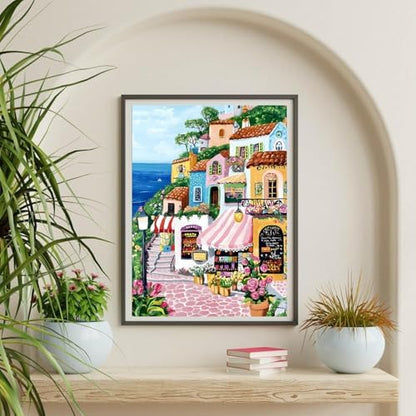 Coastal Village Town Paint by Numbers Kit for Adults Canvas, Frameworkless - Image 5