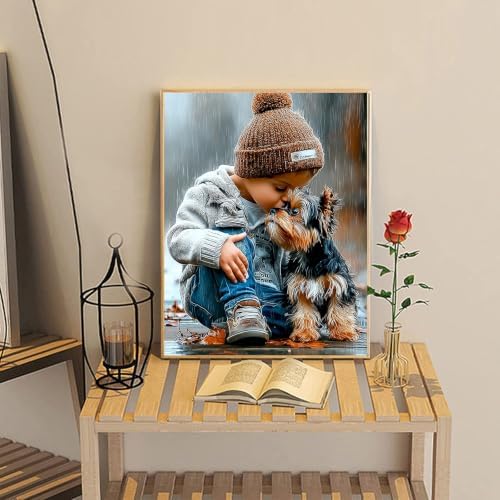Nancency DIY Paint by Number for Adults,Painting Kits for Adult,Color by Numbers,Paint by Number Canvas Crafts Watercolor for Beginner Room Decor (boy and Dog) - Image 7