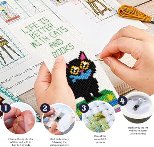 ORIGACH 6 Set Black Cat & Inspirational Quotes Cross Stitch Bookmark Kit - Image 4