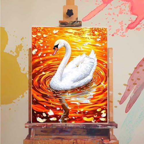 Animal Paint by Numbers Kit for Adults Swan Paint by Numbers, DIY Acrylic Watercolor Oil Painting Kits for Adults Beginners with Brushes, Hobbies for Women for Home Wall Decor, Gifts 40x54 in H-35 - Image 3