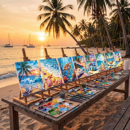 Cholemy 36 Pcs Paint and Sip Kit Gift for Adults 8''x10'',Seaside Scenery - Image 6