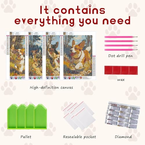 DOTSOPS 5D 4 Pack Dog Diamond Painting Kits for Adults Diamond Art Kits - Image 3