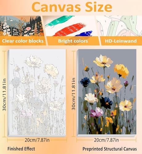 3 Pack Floral Framed Paint by Numbers Kits for Adult with Easel (8x12 inch) - Image 3