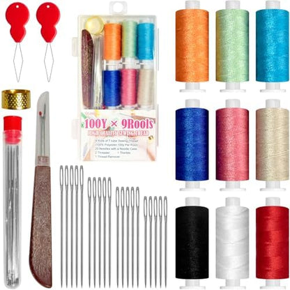 QCZKB Sewing Kit for Adults & Beginners - A Portable Hand Needle and Thread Kit with Premium Sewing Suppliesfor Emergency Clothing Repairs, Travel, and Home Mending by QCZKB