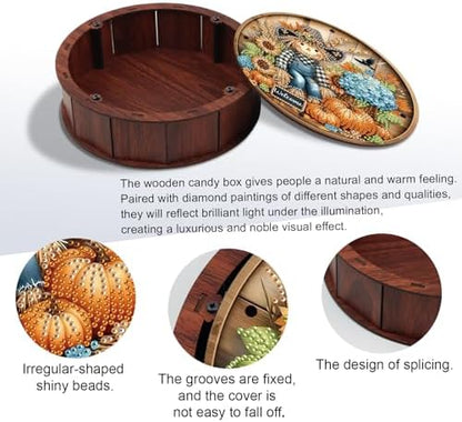 antor Scarecrow Diamond Painting Storage Box, Fall Harvest DIY 5D Rhinestone Art Wooden Organizer for Snacks, Jewelry, or Trinkets, Autumn Home & Desktop Decor Gift - Image 4