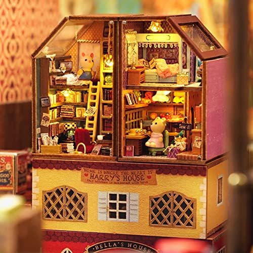 Mini 3D Wooden Doll House Craft Model with LED,DIY Miniature and Furniture Dollhouse Kit,Creative Room Idea for Valentine's Day Birthday Gift (Neil's Workshop) - Image 5
