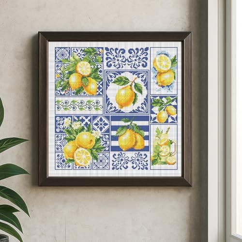 FREEBLOSS 11CT Cross Stitch Kit Stamped Cross Stitch Craft Kit with Stitching Guide for Beginners Lemon Embroidery Set Crossstitch Wall Hanging Set 17.7x17.7inch - Image 5