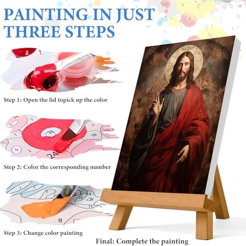 Jesus Paint by Numbers Kit for Adults Framed Canvas 12X16 in, Frameworkless - Image 6
