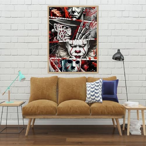 Eiazuiks Halloween Stamping Cross Stitch Kit, Horror Halloween Counting Cross Stitch Kit for Adult Beginners, Full Line DIY Stitching Kit for Home Decor Cross Stitch Patterns 12x16 inches - Image 4