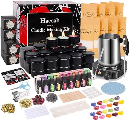 Haccah Complete Candle Making Kit with Wax Melter,Candle Making Supplies,DIY Arts&Crafts Kits Gift for Kids,Beginners,Adults,Including Soy Wax, Electronic Stove,Wicks,Rich Scents,Centering Devices,Et - Image 2