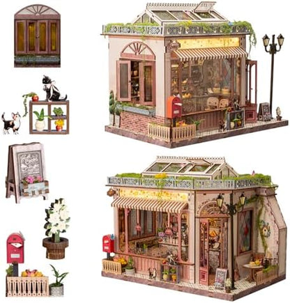 Book Nook Kit - DIY Miniature House Diorama Dollhouse Kit, Booknook Tiny Coffee Shop Bookshelf Decor, 3D Wooden Puzzle for Adults,DIY Hobby Craft Gift(Café des Deux Moulins) - Image 2