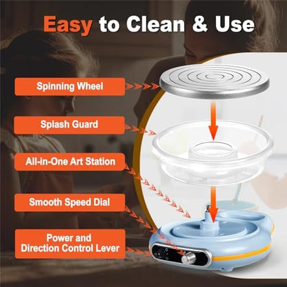 Funspire Pottery Wheel for Kids,mini Pottery Wheel for Children and Beginners - 4.7-inch Electric Pottery Wheel with Adjustable Speed, Low Noise, Precise Control, Includes 16 Pottery Tools - Image 6