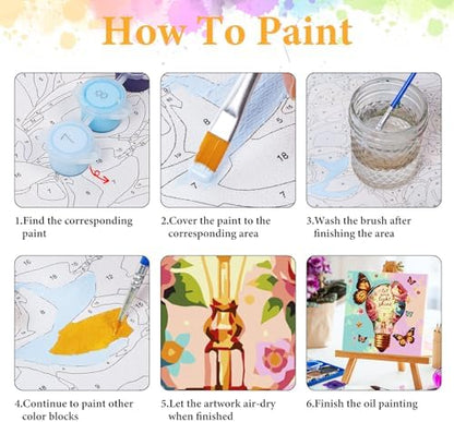 Framed Paint by Numbers Kit for Adults, Butterfly Floral Decor 10x10 Inch - Image 6