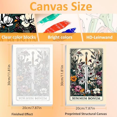 Mandun Tarot Paint by Numbers Kit for Adults, 3 Pack, 7.8x11.8 inch - Image 2