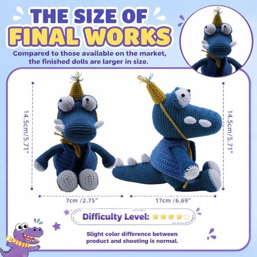Knitting Kit for Beginners, Learn to Crochet Animal Kit (Blue, 2 Pack) - Image 4