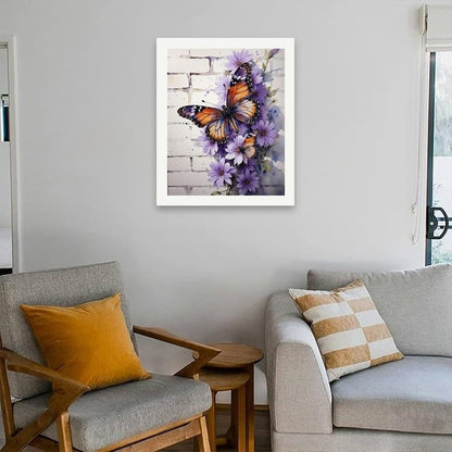 Butterfly Paint by Numbers Kit for Adults - DIY Monarch Butterflies and Purple Flowers Painting on Canvas 16x20 Inches, Acrylic Paint Set, Suitable for Beginners, Art for Home Decoration or Gifts - Image 4