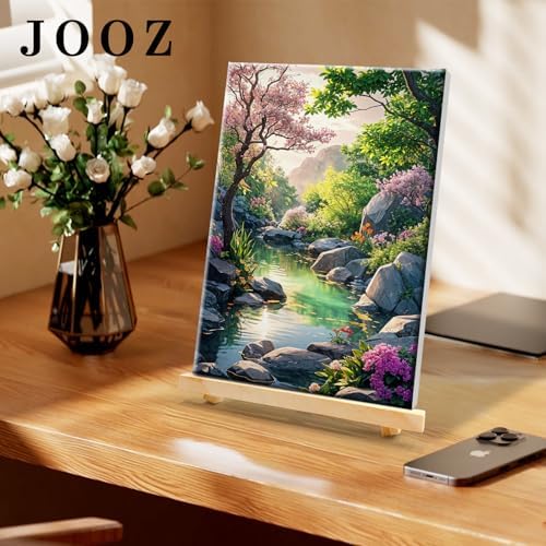 JOOZ Paint by Numbers Kit for Adults with Frame, Landscape Paint by Number Canvas, Mountain Paint by Numbers with Easel, DIY Flowers Scenery Oil Painting Kit for Home Wall Decor 8 x 12 Inch - Image 7