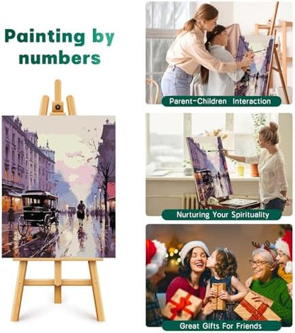 Possoco Paint by Numbers Kit for Adults Beginner, London Street Easy Adult Paint by Number Kits on Canvas, DIY Acrylic Oil Paint by Number for Adults Landscape for Home Decor Gift 16x20 Inch - Image 6