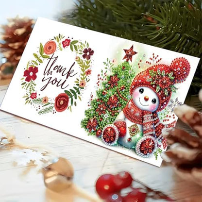 Christmas DIY Diamond Greeting Cards Set, 5D DIY Diamond Art Painting Christmas Style Greeting Card, DIY Christmas Card Making Kits for Family Friends Handmade Gift-#17-Snowman - Image 6