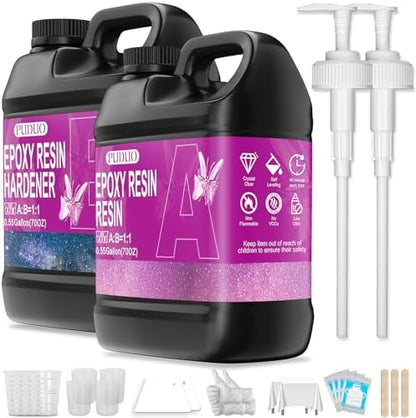 Puduo Epoxy Resin Kit 1.1Gallon, Newly Formulated Crystal Clear Epoxy Resin by PUDUOResinWorld