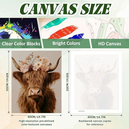 ICYANART Cow Paint by Numbers Kit for Adults, Adult Paint by Number Kits - Image 4