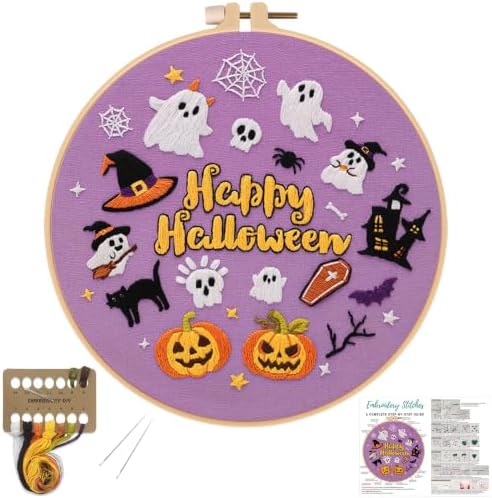 Louise Maelys Halloween Embroidery Kit for Beginners with Pumpkin Ghost by LouiseMaelys