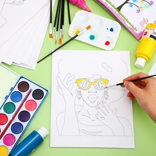 Ctosree 12 Sets Pre Drawn Canvas Kit for Painting,Hipster Women,8 x 10 in - Image 2