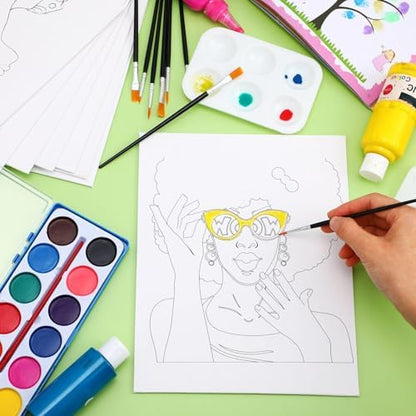 Ctosree 12 Sets Pre Drawn Canvas Kit for Painting,Hipster Women,8 x 10 in - Image 2